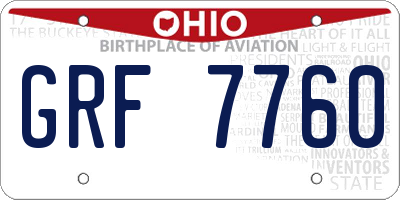 OH license plate GRF7760