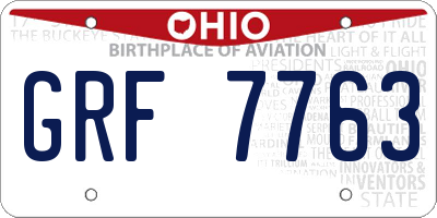 OH license plate GRF7763