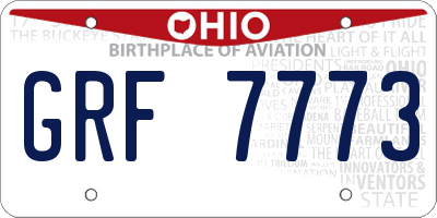 OH license plate GRF7773