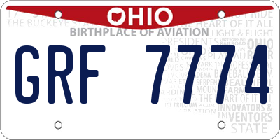 OH license plate GRF7774