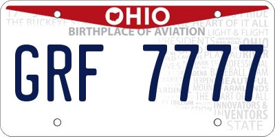 OH license plate GRF7777