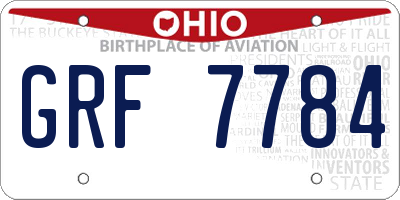 OH license plate GRF7784
