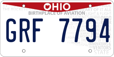 OH license plate GRF7794