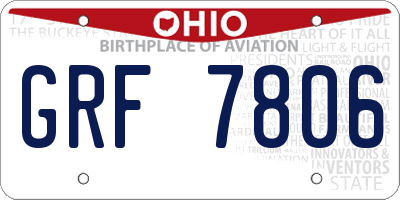 OH license plate GRF7806