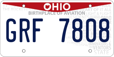 OH license plate GRF7808
