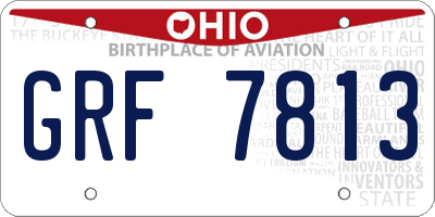 OH license plate GRF7813