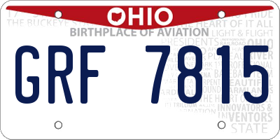 OH license plate GRF7815