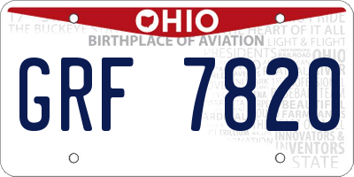 OH license plate GRF7820
