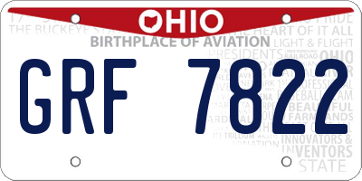 OH license plate GRF7822