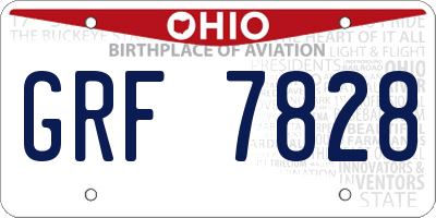 OH license plate GRF7828