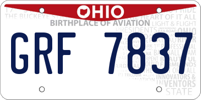 OH license plate GRF7837