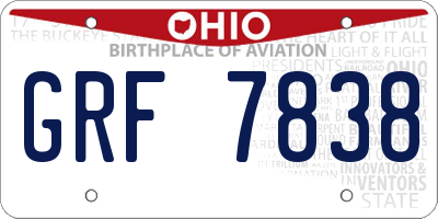 OH license plate GRF7838