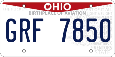 OH license plate GRF7850