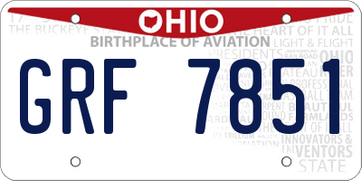 OH license plate GRF7851