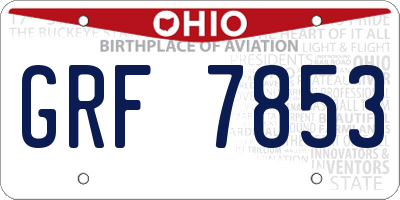 OH license plate GRF7853