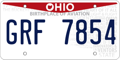 OH license plate GRF7854