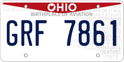 OH license plate GRF7861