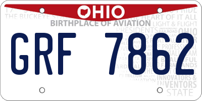 OH license plate GRF7862