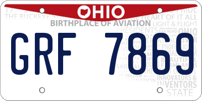 OH license plate GRF7869