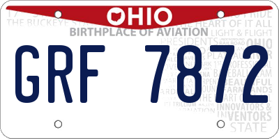 OH license plate GRF7872