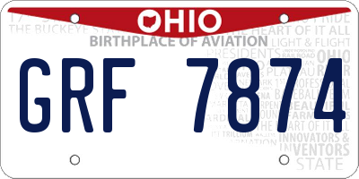 OH license plate GRF7874