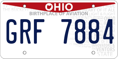 OH license plate GRF7884