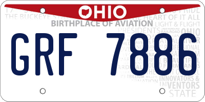 OH license plate GRF7886