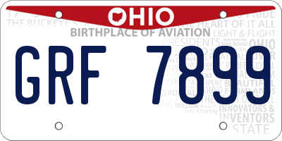 OH license plate GRF7899