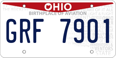 OH license plate GRF7901