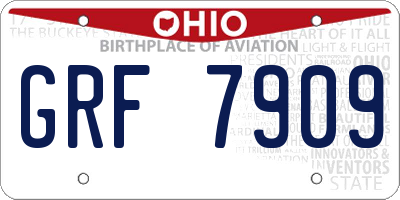 OH license plate GRF7909