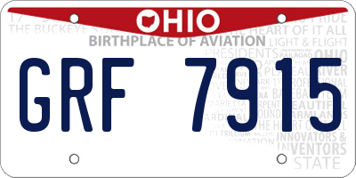 OH license plate GRF7915