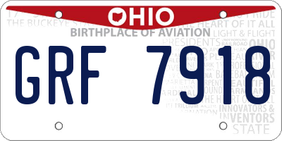 OH license plate GRF7918