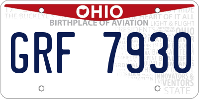 OH license plate GRF7930