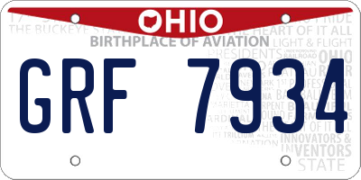 OH license plate GRF7934