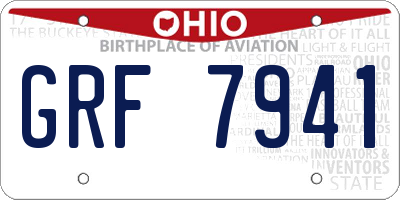 OH license plate GRF7941