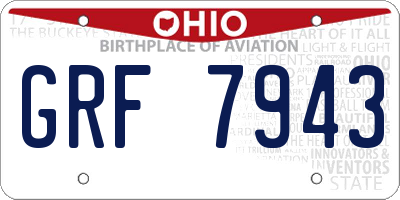 OH license plate GRF7943