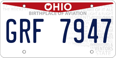 OH license plate GRF7947