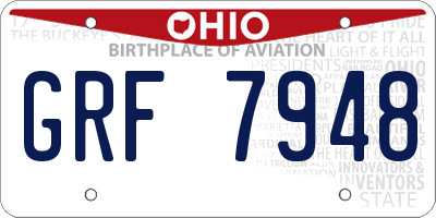 OH license plate GRF7948