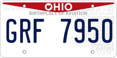 OH license plate GRF7950