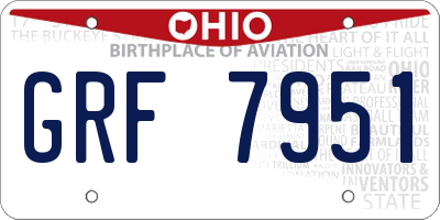 OH license plate GRF7951