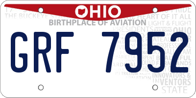 OH license plate GRF7952
