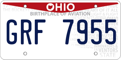 OH license plate GRF7955