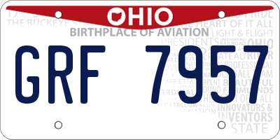 OH license plate GRF7957