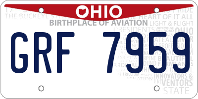 OH license plate GRF7959