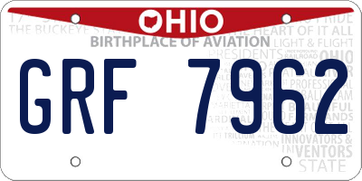 OH license plate GRF7962