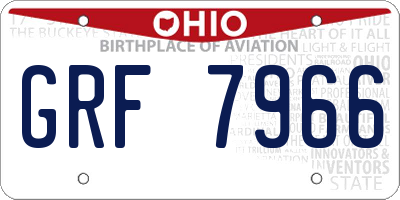 OH license plate GRF7966