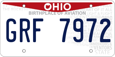 OH license plate GRF7972