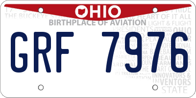 OH license plate GRF7976