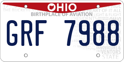OH license plate GRF7988