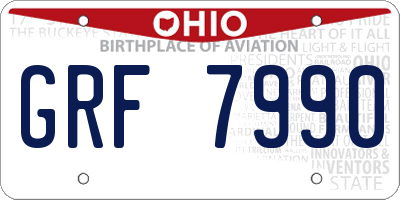 OH license plate GRF7990